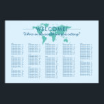 Custom Colour World Map Travel Theme Seating Chart<br><div class="desc">Elegant world map with fully editable custom colours you can pick with "where in the world are you sitting" editable wording on a seating chart perfect for travel theme weddings, bridal shower or baby shower, bar or bat mitzvahs where the love of adventure is celebrated and guests are treated to...</div>