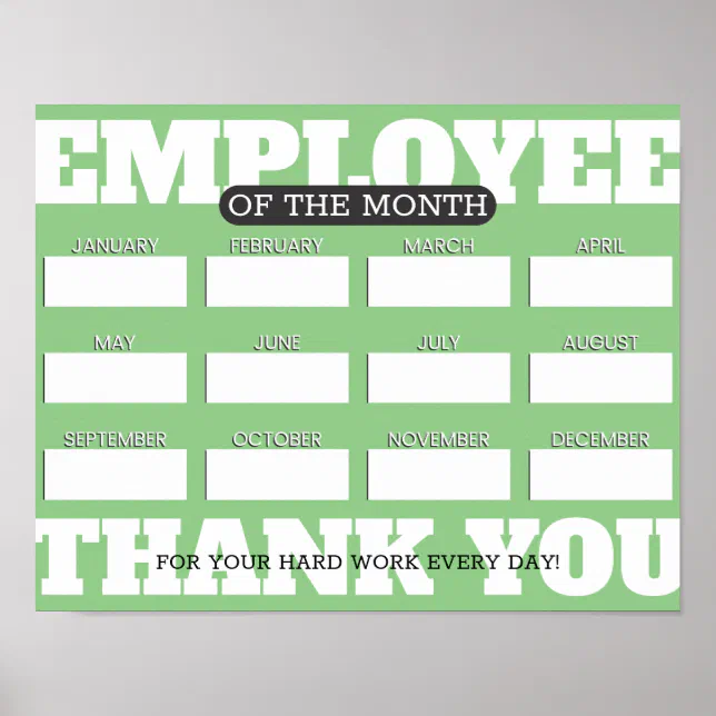 Custom colour write-on names employee of the month poster | Zazzle