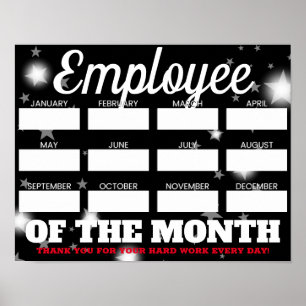 Custom colour write-on names employee of the month poster