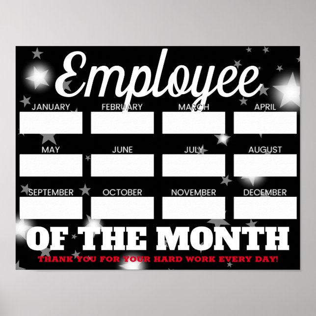 Custom colour write-on names employee of the month poster (Front)