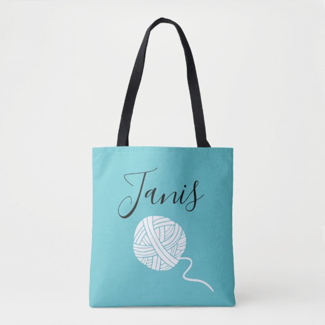 Custom Colour Yarn Ball String Pattern Tote Bag (Front)