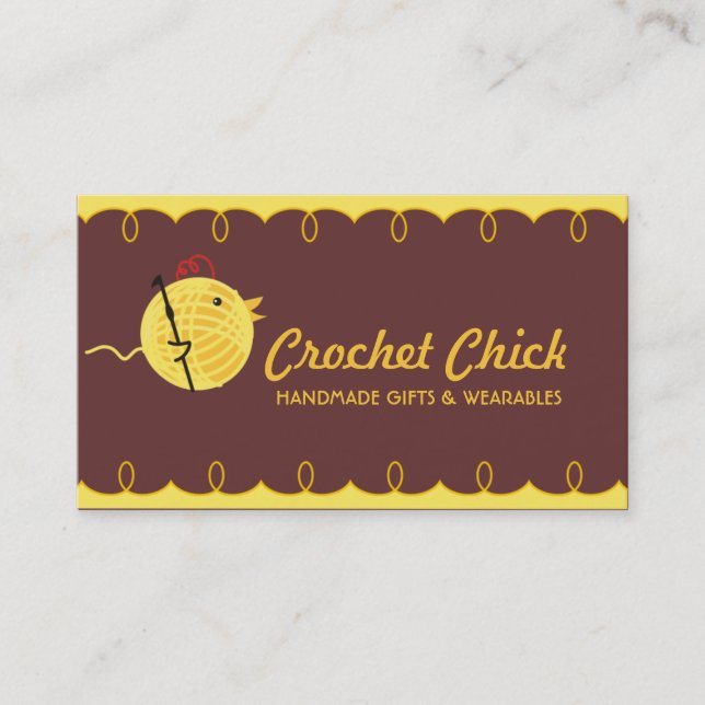 Custom colour yarn crochet hook chick card (Front)