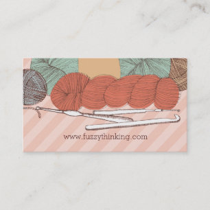custom colour yarn skeins crochet hooks mint coral business card