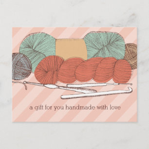 custom colour yarn skeins crochet hooks mint coral postcard
