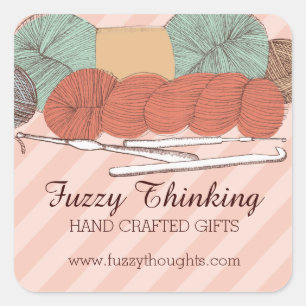custom colour yarn skeins crochet hooks mint coral square sticker