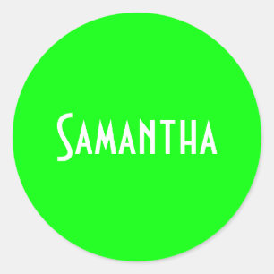 Custom coloured Neon Green add a name Classic Round Sticker