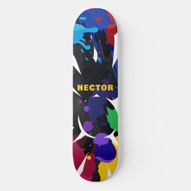 Custom Colourful 2D Animation Blue Black Purple Skateboard (Front)
