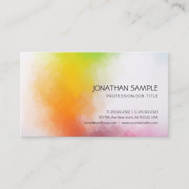 Custom Colourful Abstract Art Elegant Colours Mode Business Card (Front)
