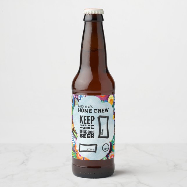 Custom Colourful Art Home Brew Beer Bottle Labels (Front)