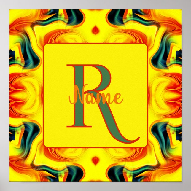 Custom Colourful Art Monogram Your Initial Name  Poster (Front)