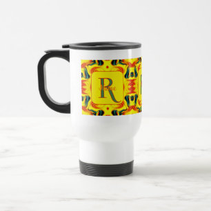 Custom Colourful Art Monogram Your Initial Name  Travel Mug