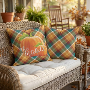Custom Colourful Autumn Colours Plaid Checks Patte Outdoor Pillow