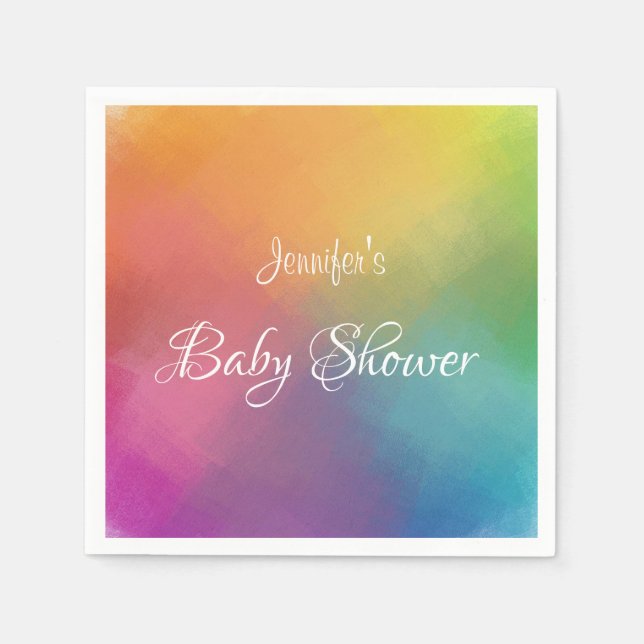 Custom Colourful Baby Shower Typography Modern Napkin (Front)