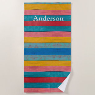 Custom Colourful  Beach Rustic Wood   Beach Towel