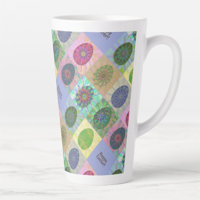 Custom Colourful Eggs Abstract Pattern Easter Latte Mug (Right)