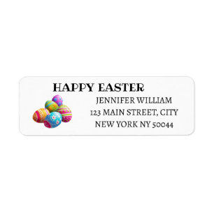 Custom  Colourful Eggs Happy Easter Return Address