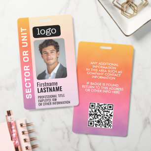 Custom Colourful Employee - Photo, QR Code, Logo I Badge