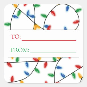 Custom Colourful Festive Christmas Lights Tags
