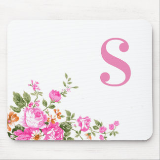 Custom Colourful Floral Mouse Pad with "S"