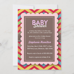Custom colourful flower baby shower invite