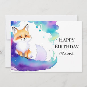 Custom Colourful Fox Birthday Card