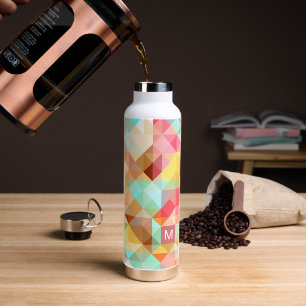 Custom Colourful Funky Hipster Polygon Art Pattern Water Bottle