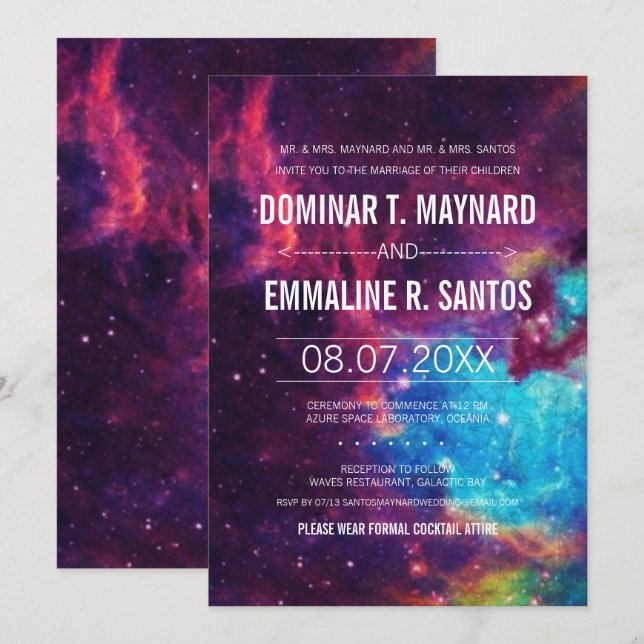 Custom Colourful Galaxy Wedding Invitation (Front/Back)