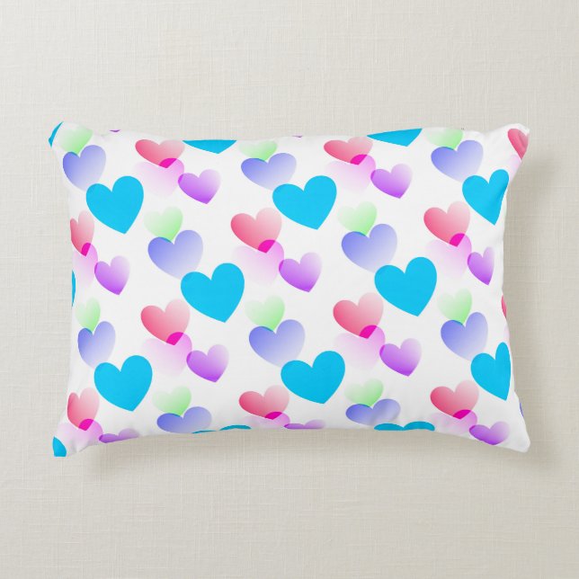 Custom Colourful Gliding Hearts Fun Two-Sided Accent Pillow (Front)