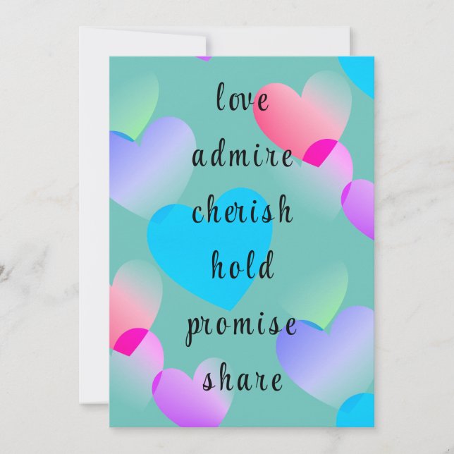 Custom Colourful Gliding Hearts Valentine's Day  Holiday Card (Front)
