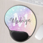 Custom Colourful Glitter Iridescent Elegant Gel Mouse Pad<br><div class="desc">Easily personalize this elegant colourful bokeh glitter pattern with your custom name and/or monogram.</div>