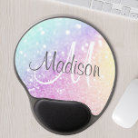 Custom Colourful Glitter Iridescent Elegant Gel Mouse Pad<br><div class="desc">Easily personalize this elegant colourful bokeh glitter pattern with your custom name and/or monogram.</div>