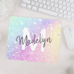 Custom Colourful Glitter Iridescent Elegant Mouse Pad<br><div class="desc">Easily personalize this elegant colourful bokeh glitter pattern with your custom name and/or monogram.</div>