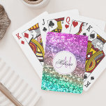 Custom Colourful Glitter Mermaid Monogrammed Name Playing Cards<br><div class="desc">Easily personalize these beautiful sparkly faux glitter playing cards with your custom monogram and name.</div>