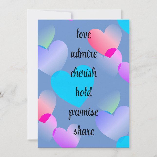 Custom Colourful Hearts Valentine's Day  Holiday Card (Front)