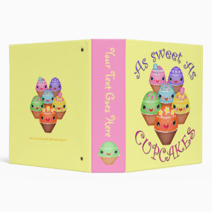 Custom Colourful Kawaii Cupcakes Binder