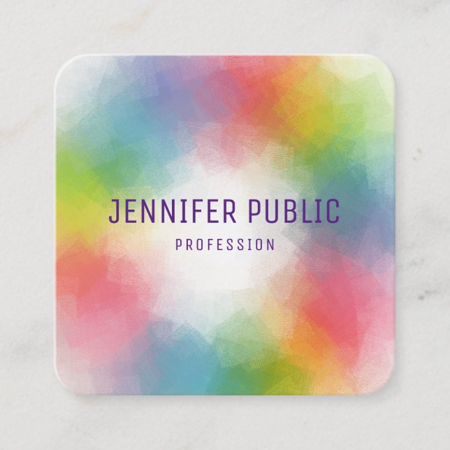 Custom Colourful Modern Elegant Template Trendy Square Business Card (Front)