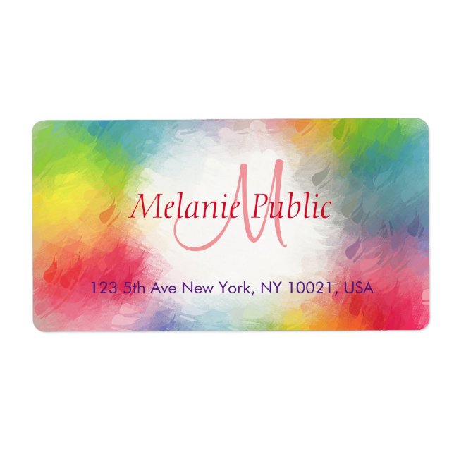 Custom Colourful Modern Rainbow Monogram Template (Front)