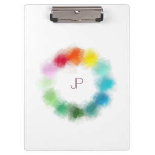 Custom Colourful Monogrammed Modern Elegant Clipboard