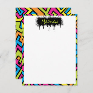 Custom Colourful Neon Graffiti Street Art Pattern Card