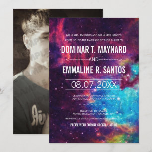 Custom Colourful Photo Galaxy Wedding Invitation