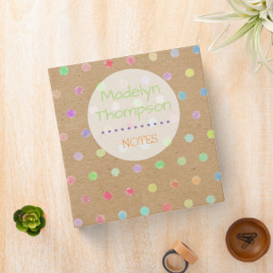 Custom Colourful Polka Dots On Kraft Paper Brown Binder