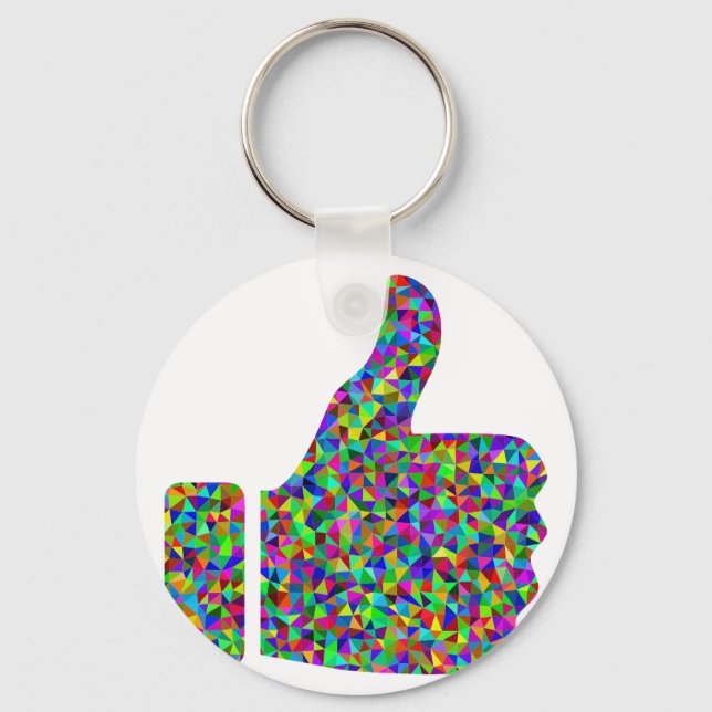 Custom Colourful Prismatic Thumbs Up Keychain (Front)