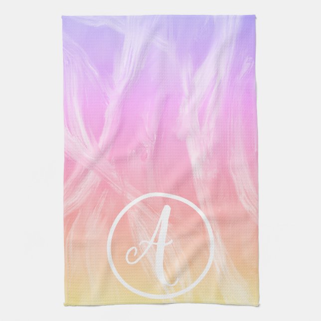 CUSTOM Colourful Rainbow Brushstrokes Abstract Kitchen Towel (Vertical)