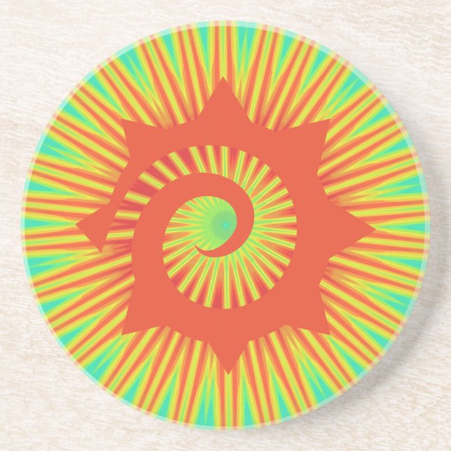 Custom Colourful Red Spiral Sandstone Coaster (Front)