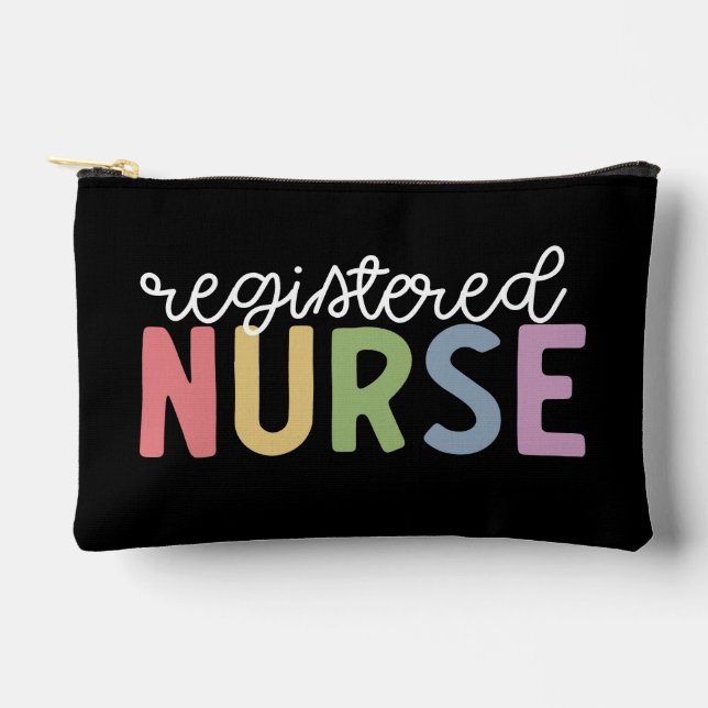 Custom Colourful Registered Nurse RN Graduation Accessory Pouch (Front)