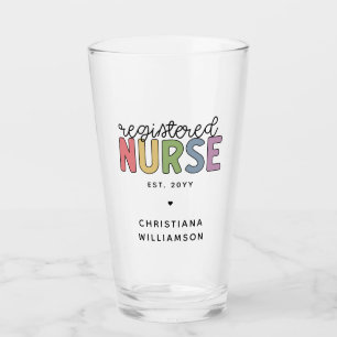 Custom Colourful Registered Nurse RN Graduation Glass