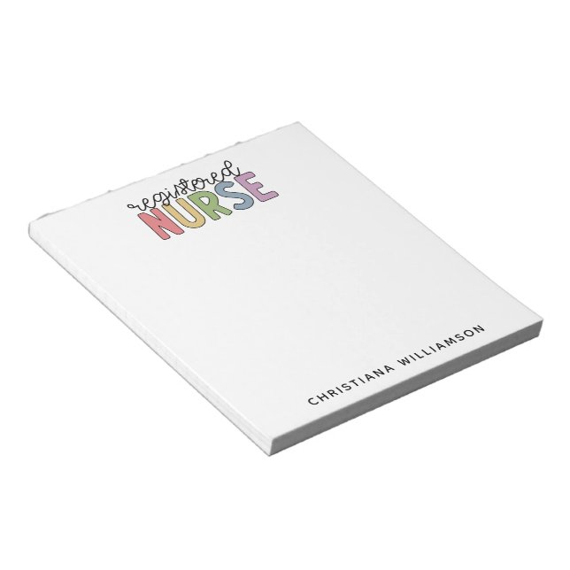 Custom Colourful Registered Nurse RN Graduation Notepad (Angled)