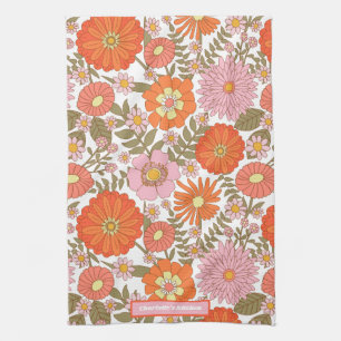 Custom Colourful Summer Flower Floral Pattern Kitchen Towel