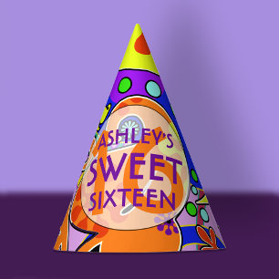 Custom Colourful Sweet 16 Birthday Party Hat