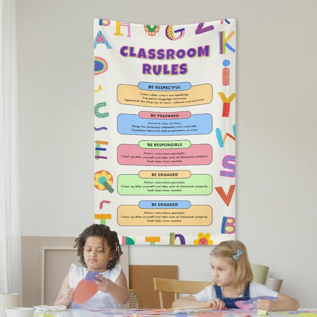 Custom Colourful Teacher's Classroom Rules  Banner (Custom Colorful Teacher's Classroom Rules Banner)